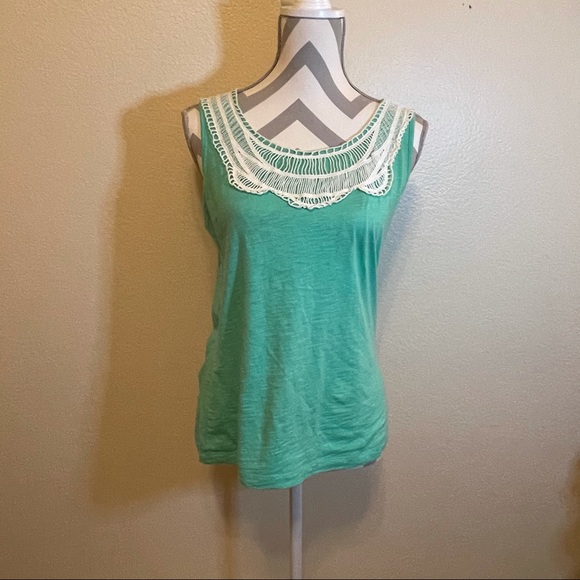 Lizwear Mint Green & White Crochet Tank Top Small - Picture 9 of 9